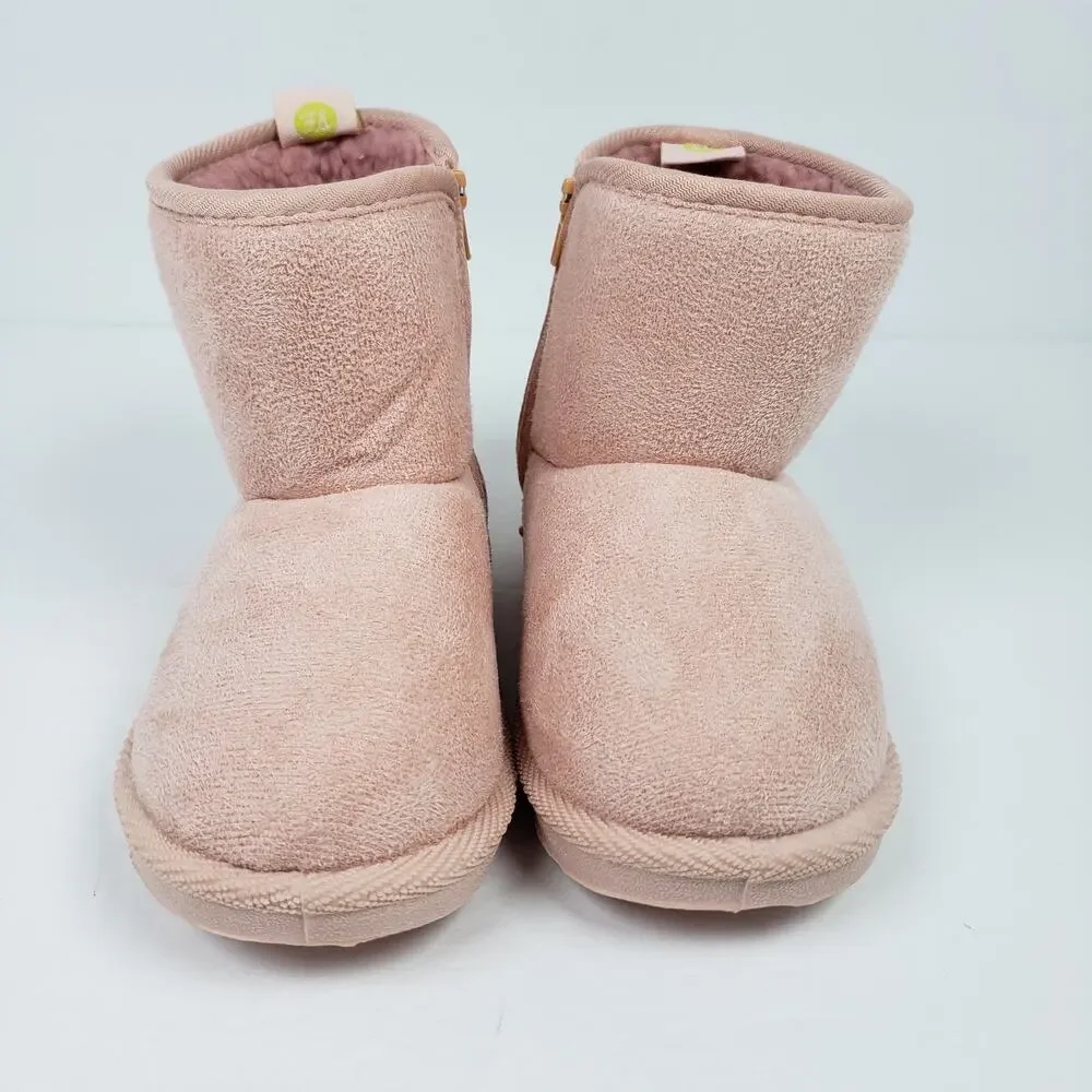 First Steps By Stepping Stones Toddler Girls Size 8 Pink Faux Fur Pull On Boots